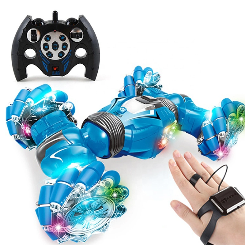 2.4G 1: 12 360 Stunt Rolling Radio Control Car Toy Remote Control RC Twist Stunt Car Double Side Running Newest Gesture Hand Watch Control Toy Cars